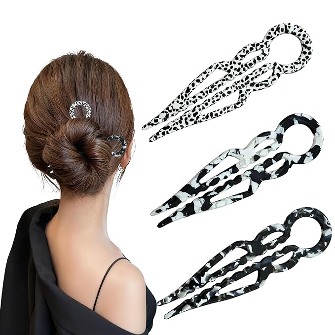 3Pcs Prestige French Hair Pins New Elegant Hair Accessories for Women Elegant Hair Clips for Thin Thick Hair Serrated Anti-Slip Design (Color A)