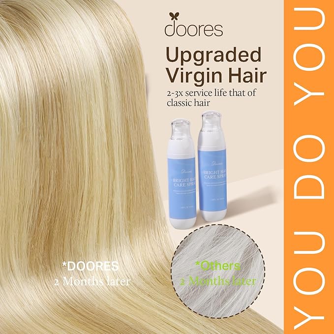 DOORES Hair Extensions Seamless Clip in Real Human Hair, DirtyBlonde Highlight Golden Blonde 18 Inch 110g 7pcs, Human Hair Extensions Skin Weft Remy Straight Hair Invisi Edge Hair Extensions