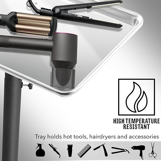 Saloniture Set of 4 - Aluminum Salon Instrument Tray, Heavy-Duty Metal Rolling Base