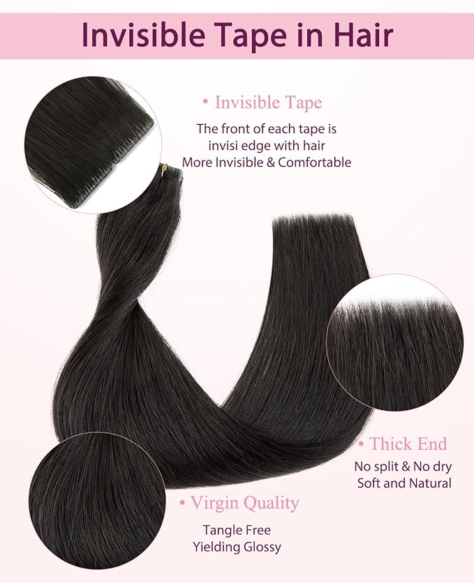 Pinkpearl Invisible Tape in Hair Extensions Human Hair, 20pcs 22inch 60g #2 Dark Brown Injection Tape in Extensions Real Remy Straight Seamless Silky Human Hair Injected
