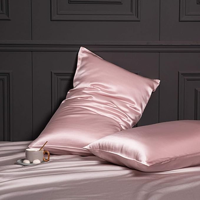 Pink Silk Pillowcase - Certified 22 Momme Organic Mulberry Silk, Silky Pillow Cases for Beauty Sleep, Anti-Wrinkle, Girly Gifts for Women, Premium Self Care Item, 1 Pc 20"x36" (King, Pink)