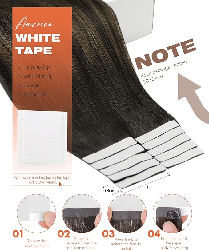 Sunny Hair Brown Tape in Hair Extensions 22 Inch Remy Tape in Extensions Human Hair Balayage Brown Tape ins Human Hair Extensions 20Pcs 50g