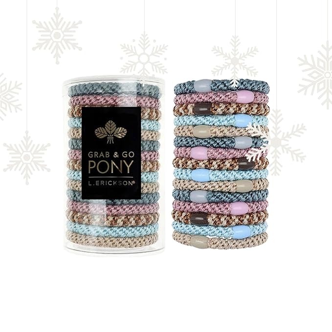Blue and Pink Hair Ties for Thick Hair, Grab & Go Pony Tube, 15 Pack, Ballerina, Thick No-Crease Bands with Strong Hold, Damage-Free Design, Soft Ballet-Inspired Blend | L. Erickson