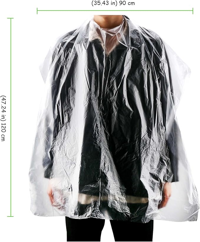 400 Pcs 35 x 47 Inch Disposable Clear Plastic Hair Salon Capes, Waterproof Barber Capes for Barbershop and Salon