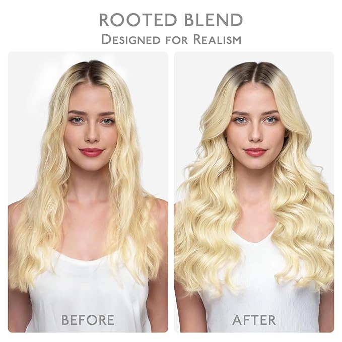 WENNALIFE Clip in Hair Extensions, 16 Inch 120g 7pcs Clip in Hair Extensions Real Human Hair, Ombre Light Dark Brown to Platinum Blonde Human Hair Remy Hair