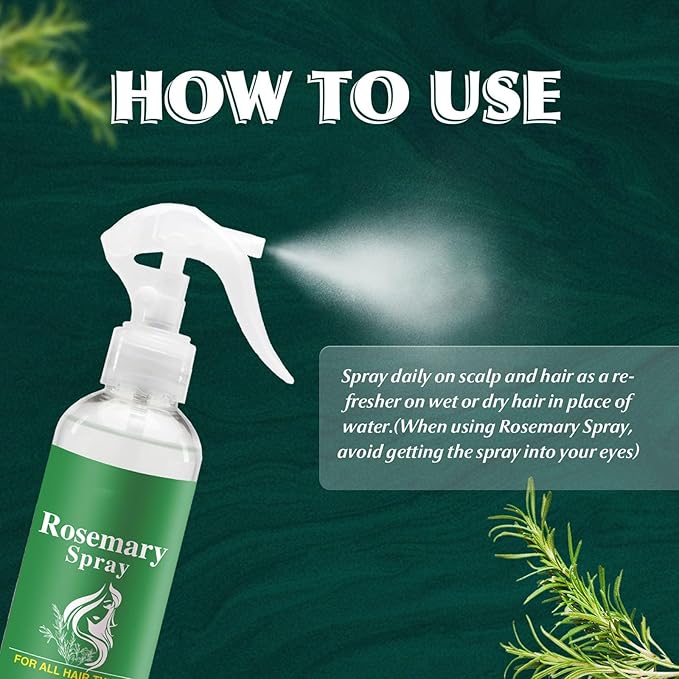 Rosemary Spray for Hair, Rosemary Water Scalp & Hair Strengthening Mist Rosemary Oil Hair Treatment Hydrating & Volumizing Hair Spray, Adds Hair Shine & Reduces Frizz For All Hair Types