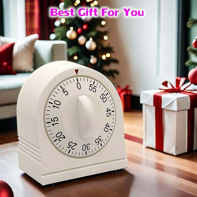 60 Minute Wind Up Timer, Visual Mechanical Timer with Loud Alarm, Manual Countdown Timers for Classroom, Home, Study and Cooking (2 Pack)
