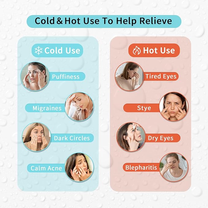 Cooling Eye Mask Gel Eye Mask, Reusable Hot Cold Therapy cold eye mask for Post Surgery, Puffiness, Dark Circles, Eye Bags, Dry Eyes, Migraines with Soft Plush Backing (Leaves)