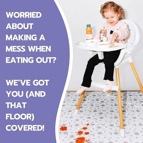30 Pack Disposable Splat Mats by Eli with Love - Extra Large 49"x49" 100% Waterproof Baby Splat Mat for Under High Chair - Plastic Mat Liner for Floor - Protect from Spills (Floral, 30 Pack)