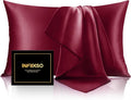 INFIIXSO Mulberry Silk Pillowcase for Hair and Skin, Silk Pillow Cases Queen Size Set of 2 with Hidden Zipper 20x30 Inches, Smooth and Soft Cooling Pillow Cases for Hot Sleepers(Burgundy, 2 Pack)