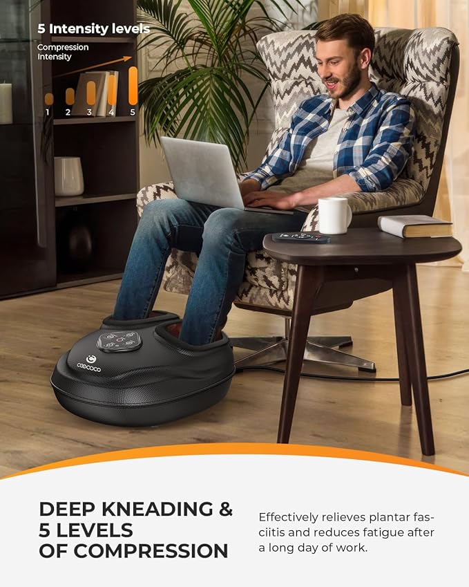 CooCoCo HSA Store Eligible Foot Massager with Heat, Plantar Fasciitis Feet Massager with Remote, Gifts for Women Men Mom Dad, Deep Kneading & Compression, Foot Warmer for Home Office, Fits Size 14