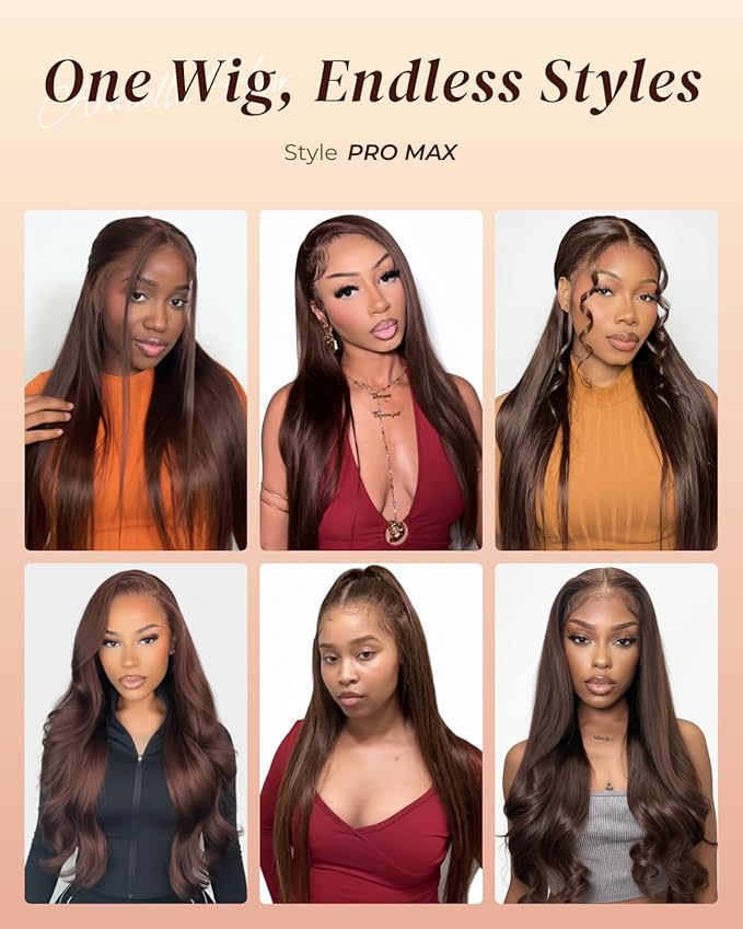Arabella 13x6 Chocolate Brown Lace Front Wig 210% Brown Glueless Wig Human Hair Real HD Lace Front Wig True Pre Plucked Pre Bleached Pre Cut Glueless Wig (22inch,13x6 Chocolate Brown Straight wig)