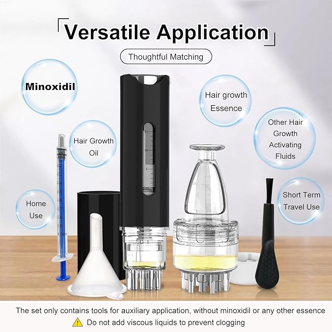 Minoxidil Applicator Comb,2Pcs Scalp Applicator Comb Set,Minoxidil Serum Liquid Massager To Promote Hair Growth,Roller Ball Scalp Massage Comb（Black）