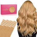 WENNALIFE Tape in Hair Extensions Human Hair, 20pcs 50g 20 inch Strawberry Blonde Remy Hair Extensions Straight Human Hair Tape in Extensions Skin Weft Tape Extensions Human Hair