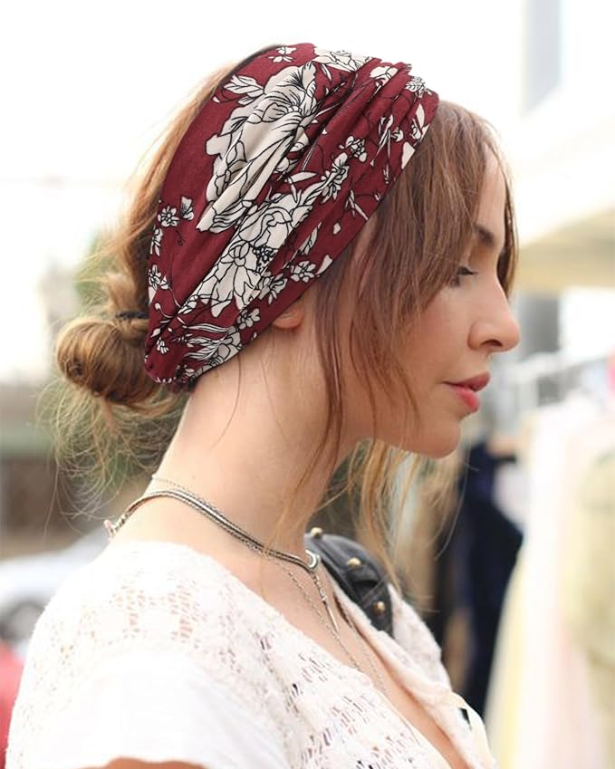 DRESHOW 8 Pack Headbands for Women Yoga Knotted Headbands Elastic Criss Cross Hair Accessories Sports Head Wrap Non Slip
