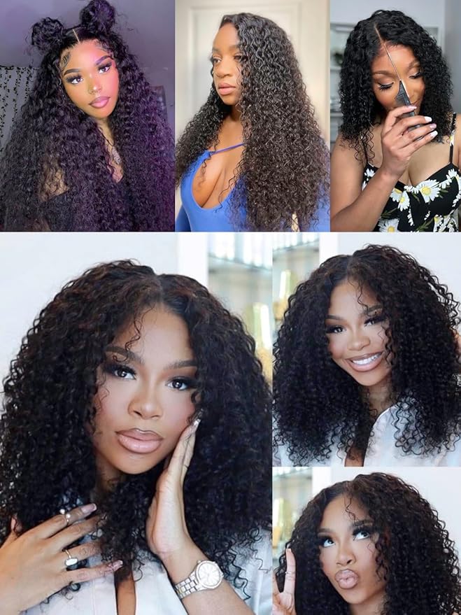 Julia Hair Bye Bye Knots Glueless Wig Curly Pre Cut Lace Front Wigs Human Hair for Women 12A Upgrade 7x5 Lace Closure Wig Pre Plucked with Pre Bleached Knots Put on and Go Natural Color 24 Inch