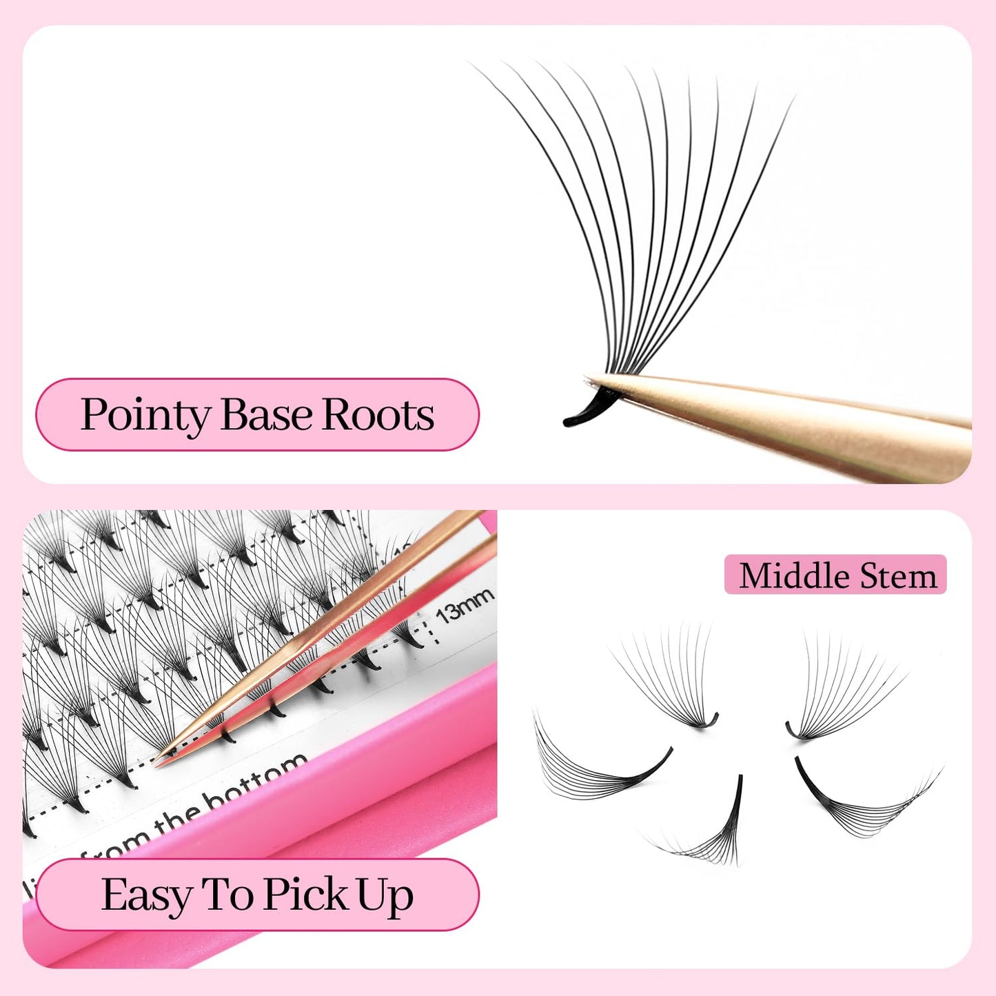 Premade Fans Eyelash Extensions 16D Volume Lash Extensions 0.05 Thickness Eyelash Extension C Curl Premade Lash Fans Mix 9-16mm Fluffy Soft Handmade Lash Fan(16D-0.05-C,9-16mm)
