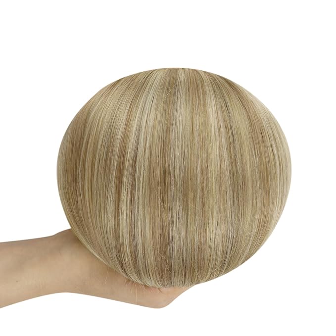 Full Shine Clip in Hair Extensions 18 inch 140g 8Pcs Golden Blonde Mix Light Blonde Natural Seamless Hair Extension for Women Add Volume