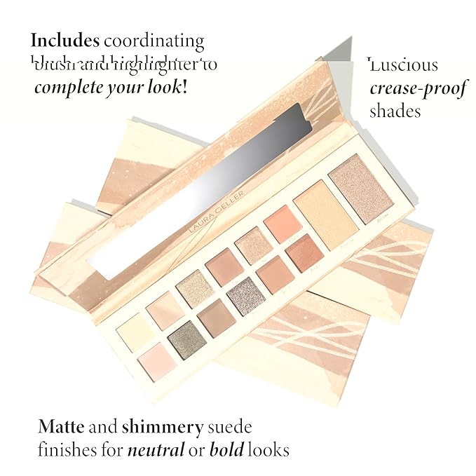 LAURA GELLER NEW YORK Laura's Essentials Artistic & Authentic Makeup Artistry 12 Multi-Finish Eyeshadows 1 Highlighter, 1 Blush Full Face Palette