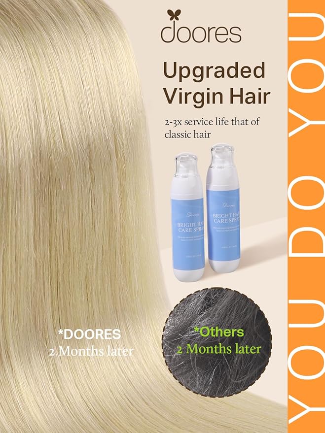 DOORES Hair Extensions Tape in Human Hair Balayage Light Ash Brown to Ash Blonde 18 Inch 40pcs 100g Real Tape in Human Hair Extensions Straight Skin Weft