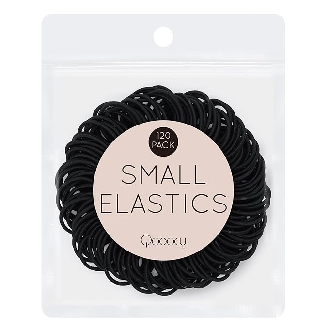 120 Pcs Small Hair Ties for Thin Hair & Kids - 1 Inch, 2mm No-Damage Elastic Bands in, Black