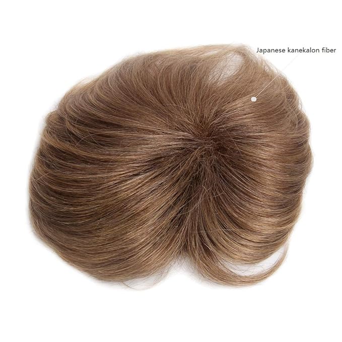 H&Bwig Men Short Toppers Hairpiece Clip in Hair Extensions for Covering White Loss Hair Toupee (Blonde)