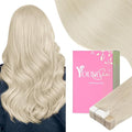 YoungSee Platinum Blonde Tape in Extensions Human Hair 24 Inch Invisible Tape in Hair Extensions Human Hair Platinum Blonde Tapes on Hair Extension Remy Hair for Long Hair 20pcs 50g
