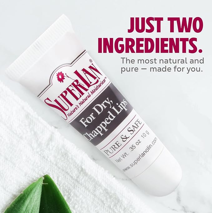 Organic Lanolin Lip Balm - Natural Moisturizer for Dry, Cracked Lips - Ultra-Pure Medical Grade Lanolin & Jojoba Oil - Kosher Chapstick for All Ages - Hydrating Lip Care