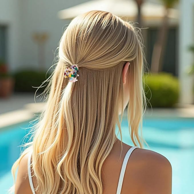 Small Hair Clips for Women,1.4" Acetate Hair Claw Clips, Strong Hold Nonslip Half-Up Jaw Clip, French Hair Accessories Birthday Thanksgiving Christmas Gift for Girls Mother Daughter Thin Thick (6 PCS)