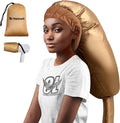 Hair Dryer Bonnet Attachment: Upgraded Extra Large Hooded Dryer Adjustable Hair Dryer Caps - Easy to Use for Natural Curly Textured Hair Care Styling Fast Drying - Gold
