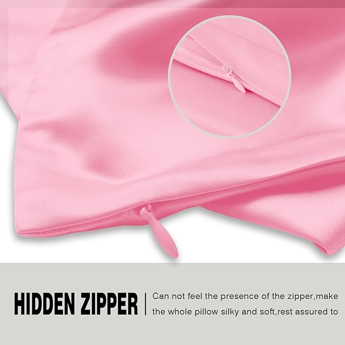 Silk Pillowcase for Hair and Skin,Soft,Breathable and Sliky 100% Standard Size Pillow Cases Set of 2,Both Sides Natural Mulberry Silk Pillowcases with Hidden Zipper(Standard Size 20"X 26",2pcs)