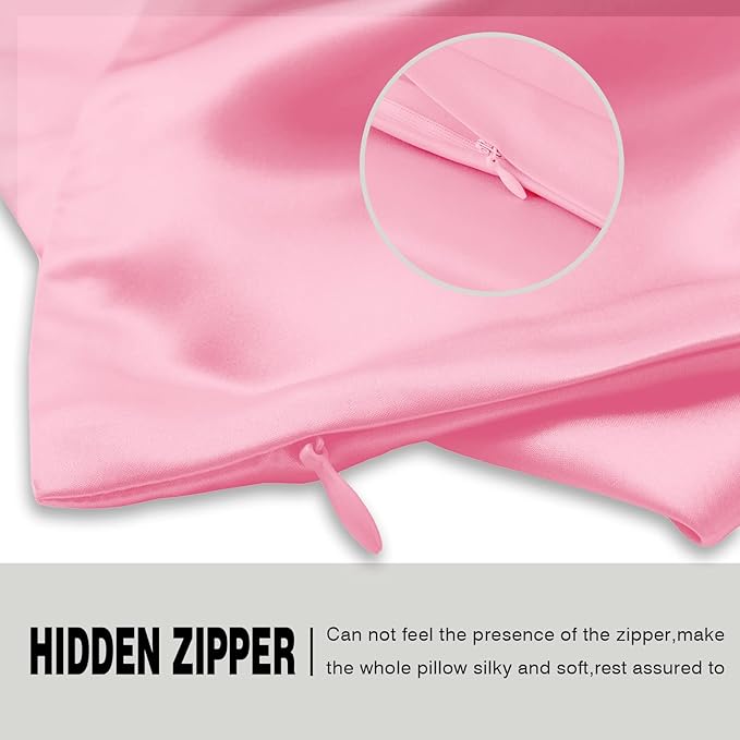 Silk Pillowcase for Hair and Skin,Soft,Breathable and Sliky 100% Queen Silk Pillow Case Set of 2,Both Sides Natural Mulberry Silk Pillowcases with Hidden Zipper(Queen Size 20"X 30",2pcs)
