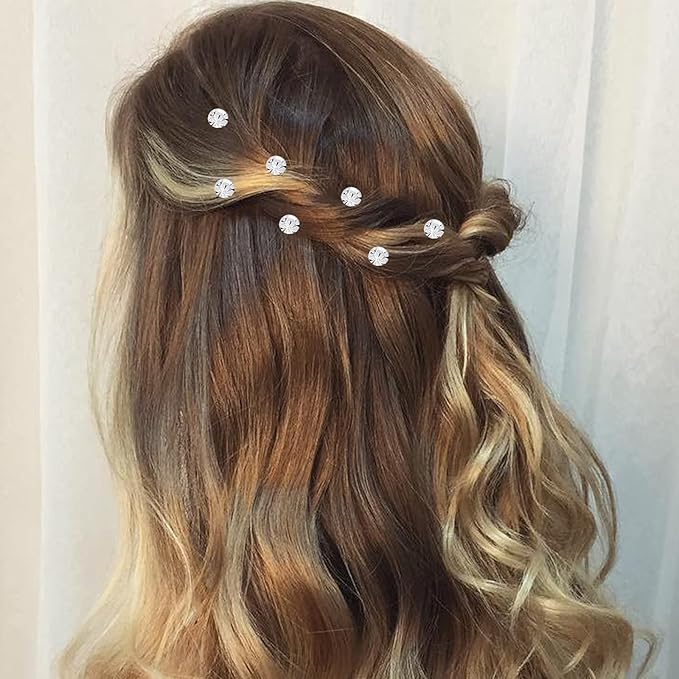 (48 Pcs,4 Styles) Pearl,Rhinestone Crystal Twisters Spiral Set Hair Pin Silver Coil for Wedding, Bridal, Prom, Party and Special Occasion with Clear Container