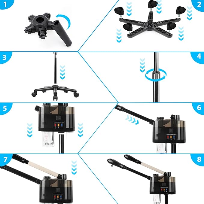 Professional Facial Steamer, Hot&Cold Mist Facial Steamer, Facial Humidifier on Wheels, Esthetician Steamer for Facial Deep Cleaning and Moisturize, Suitable for Spa, Salon and at Home Use