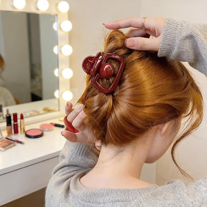 10 piece women's hair clip set, featuring anti slip hair claws for girls and various styles of women's hair accessories, making it the best gift for both girls and women(burgundy)