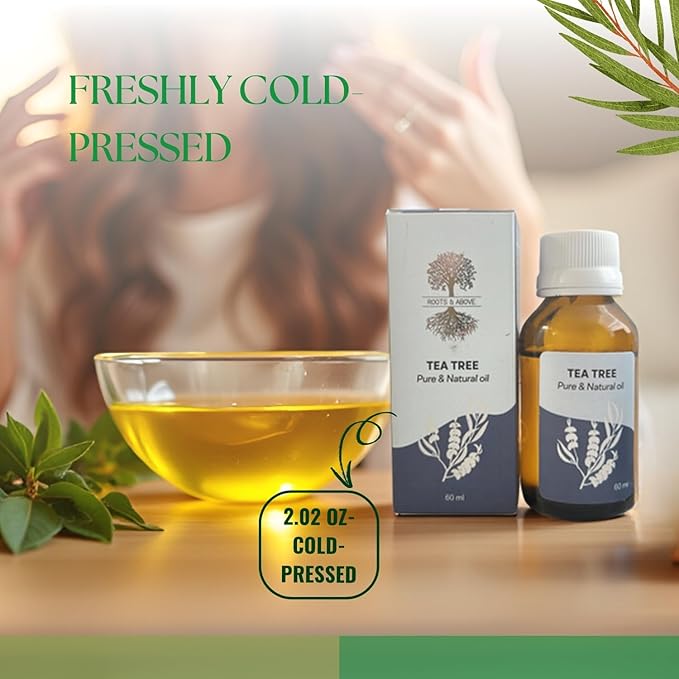 Roots & Above Tea Tree Essential Oil 2.02 Oz/60ml Pure Natural Oils for Skin, Face, Hair, Diffusers, Massage, Soap & Candle Making Scent