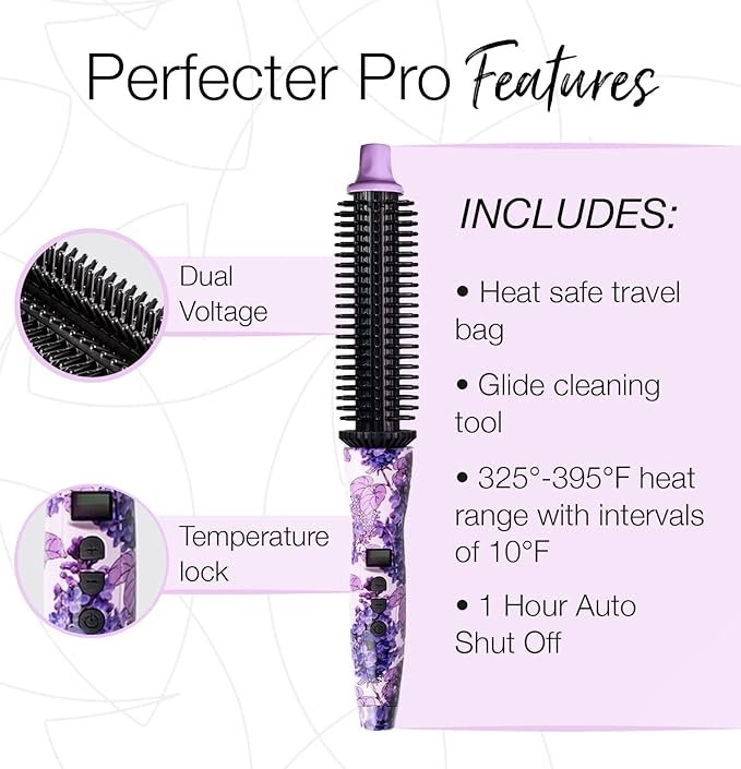 CALISTA Perfecter Pro Heated Round Brush | Lift, Volumize, and Style with No Heat Damage for Healthier-Looking Hair | 1.0" for Shoulder Length Styles | Dual Voltage & Adjustable Temp (1.0, Rose Gold)