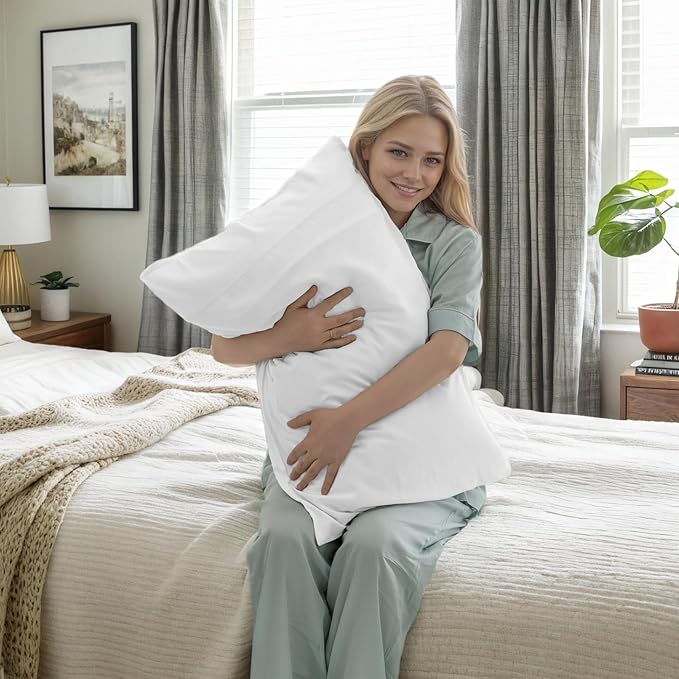 TELUS Pillow Cases Standard Size 2 Pack, Bamboo Rayon & Lyocell Pillowcase with Envelope Closure, Cooling Breathable Pillow Cover for Hot Sleeper & Night Sweats, 20x26 inch, Ivory White