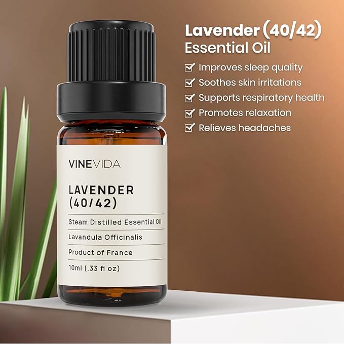 VINEVIDA Lavender 40/42 Essential Oil 10 mL - Undiluted for Candlemaking, Soap Making, DIY Candle Scents