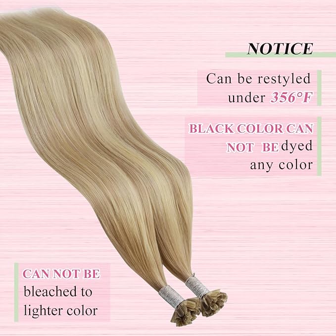 YoungSee U Tip Hair Extensions Human Hair Highlight Golden Blonde and Medium Blonde Ktips Hair Extensions Real Hair 18 Inch U Tips Human Hair Extension Straight K Tip Extension Add Volume 1G/S 50G