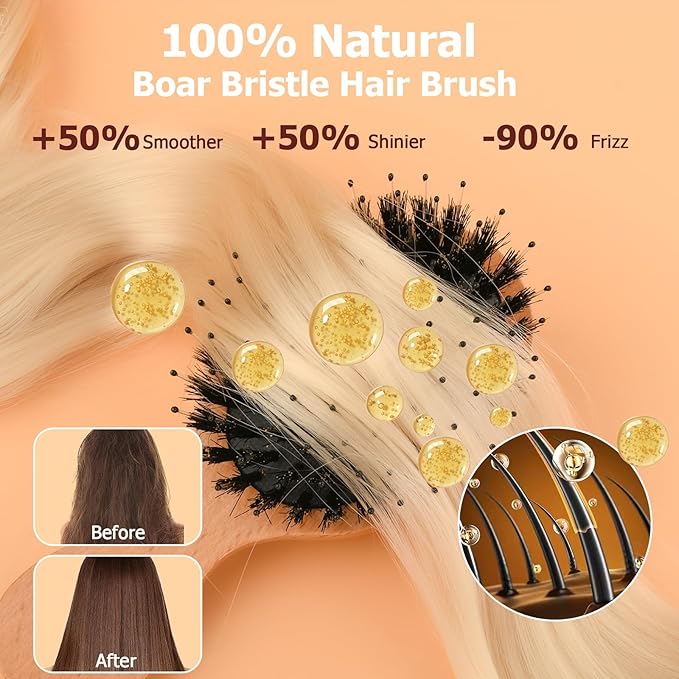 Travel Hair Brush, 3-Pack Mini Boar Bristle Hair Brush for Women - Small Portable Compact HairBrush for Girls Kids Women Best Gift, Travel Size for Purse, Vacation, Business Trips & Outings