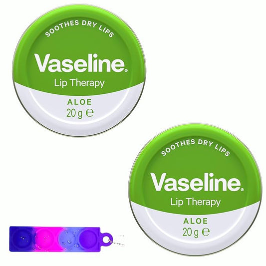 Lip Therapy Aloe Vera Tin 20g - Pack of 2 with OY fidget keyring - Imported from UK