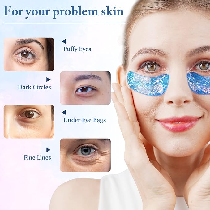 Under Eye Patches(18 Pairs) for puffy eyes - Eye Mask with Natural Marine Collagen, Diminish dark circles, Wrinkles, Hyaluronic Acid - Anti-Aging Under Eye Mask for Face Care