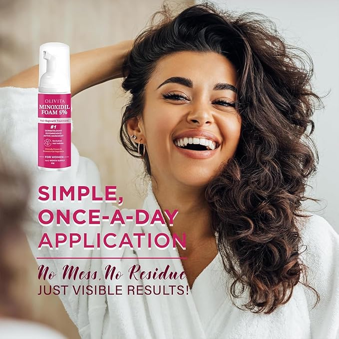 5% Minoxidil Foam for Women Hair Growth: Extra Strength Hair Regrowth Treatment – Revitalize Hair Follicles & Regrow Thicker, Fuller Hair – Hair Loss Solution - 2x60ML