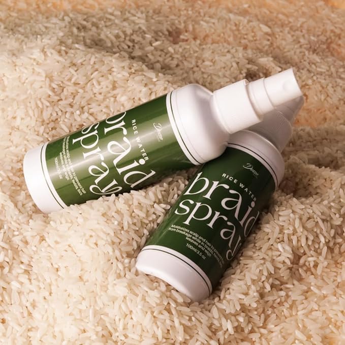 Dosso Beauty Rice Water Braid Spray, Spray Moisturizer for Box Braids, Twists & Locs, Prevent Breakage & Moisturizes Scalp, 100 ml, 3.5 oz