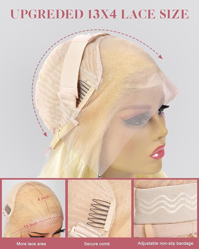 613 Lace Front Wig Human Hair 13x4 Blonde Body Wave Hd Transparent Lace Frontal Wigs Human Hair Pre Plucked With Baby Hair 180% Density Blonde Glueless Wigs Human Hair 20 Inch