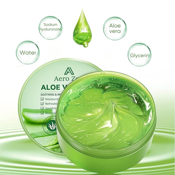 Organic Aloe Vera Gel for Face Made within 12 Hours of Harvest, 98% Pure Aloe Vera Gel for Skin, Scalp, & Hair, Soothing Aloe Face Moisturizer, Multipurpose Skin Care（20oz）