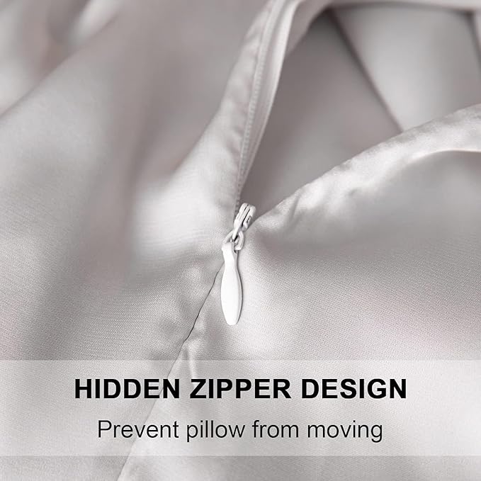 Mulberry Silk Pillowcase for Hair and Skin,Cooling Silk Pillow Case with Hidden Zipper,Allergen Proof Dual Sides Soft Breathable Smooth Silk Pillow Cover for Women (Light Gray, Toddler)