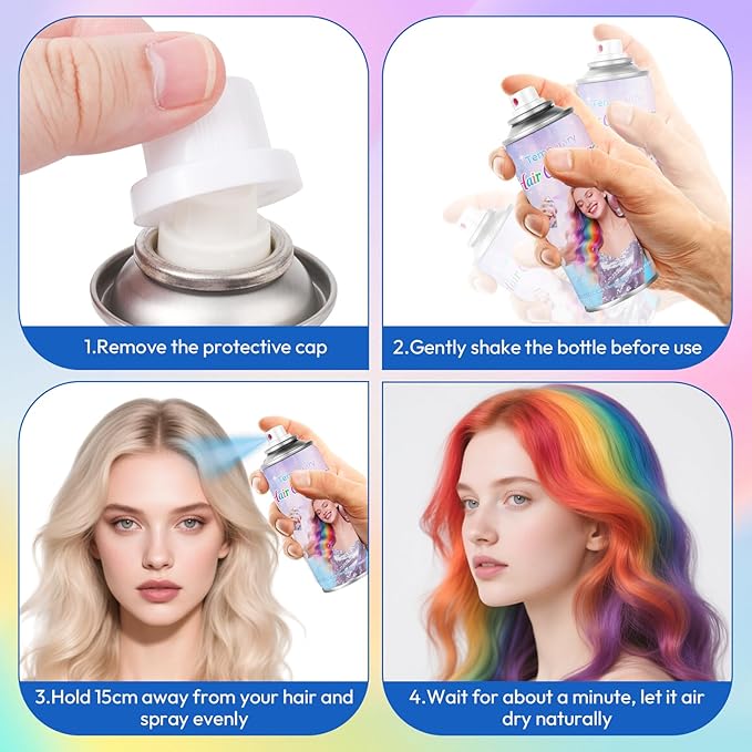 Pink Temporary Hair Color Spray - Washable & Non-Sticky Hair Dye for Halloween, Cosplay, Parties-Safe for Kids, Women & Men - Quick-Drying & Easy to Wash Out(120ml) ﻿