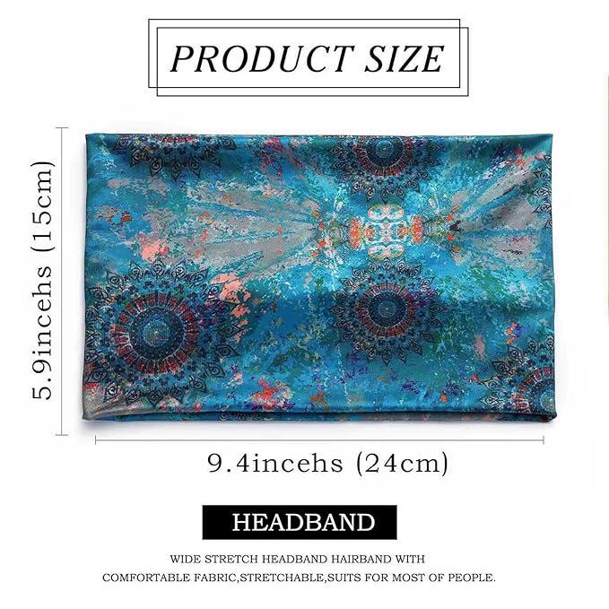 Olbye Wide Headbands, Boho Headbands for Women, Workout Yoga Hair Scarfs Running Sweatband, Hair Accessories for Women Girls (E- Stylish, Pack of 4)